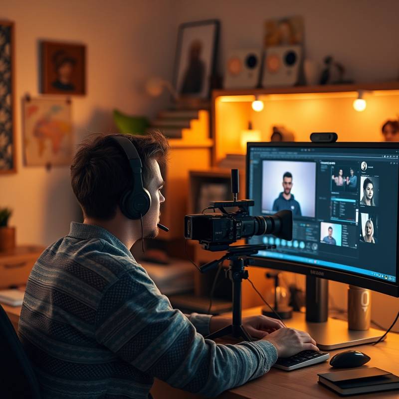 Billed af en person, der redigerer video på en computer, illustrerer kreativitet og videoproduktion.